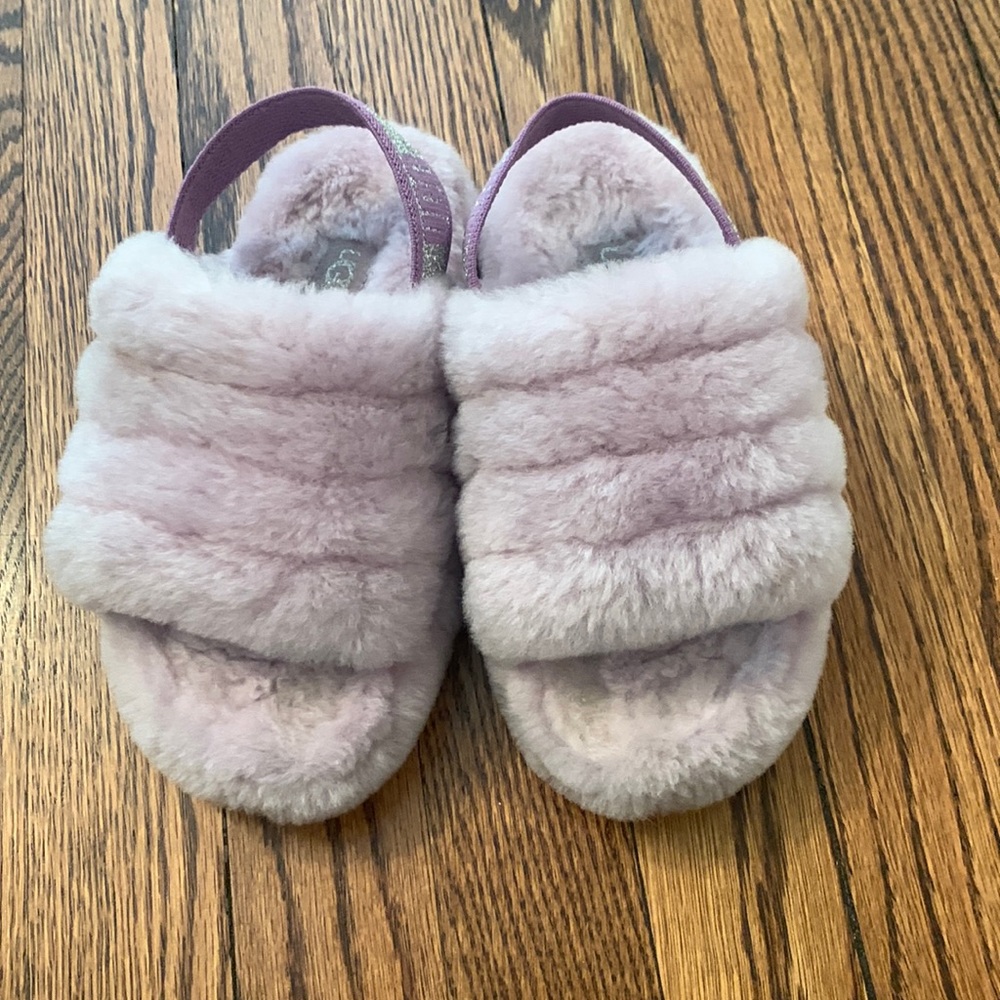 Girls UGG light purple sling back slippers very gently used.
